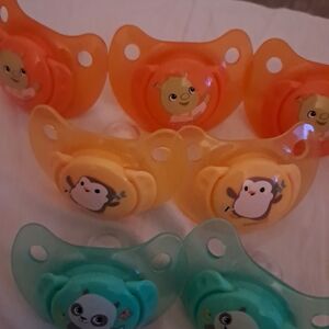 Cute Animal Pacifiers Set - Orange, Green, Yellow